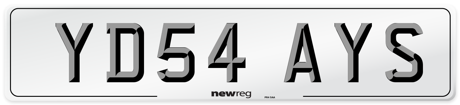 YD54 AYS Number Plate from New Reg